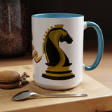 Tate Knight Logo Accent Coffee Mug 11oz 15oz Gold Foil Chess Horse Design Motivational Hustler Ceramic Cup Bold Luxury Inspired Streetwear Gift Drinkware