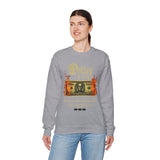 Dollar The Strength Burning Money Legacy Unisex Heavy Blend Crewneck Sweatshirt Gothic Flames Graphic Bold Motivational Streetwear Pullover