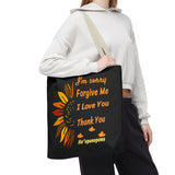 Sunflower Ho'oponopono Tote Bag Hawaiian Healing Prayer Design Spiritual Positivity Canvas Bag Mindfulness Reusable Durable Eco Friendly Shopping Tote