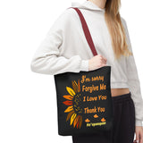 Sunflower Ho'oponopono Tote Bag Hawaiian Healing Prayer Design Spiritual Positivity Canvas Bag Mindfulness Reusable Durable Eco Friendly Shopping Tote