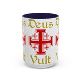 Deus Vult Accent Coffee Mug 11oz 15oz Red Cross Knight Crusader Ceramic Cup Bold Medieval Design Christian Symbol Faith Inspired Coffee Tea Gift Drinkware