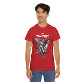 Fly High Angel Design Unisex Heavy Cotton Tee Streetwear Graphic T Shirt Spiritual Guardian Winged Warrior Style
