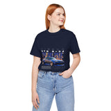 Blue Flame Street Racing Car Graphic Unisex Heavy Cotton Tee Bold Drift Style Automotive Streetwear Shirt