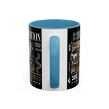 Fearless Devotion Accent Coffee Mug 11oz 15oz Black Ceramic Cup with Warrior on Horse Artwork for Courage Loyalty and Strength Lovers