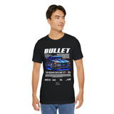 Bullet Blue Street Racing Artwork Unisex Heavy Cotton Tee High Performance Inspired Graphic Shirt For Car Lovers And Urban Streetwear Fans