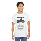 Harley Davidson Sportster Inspired Cruiser Motorcycle Blueprint Graphic Unisex Heavy Cotton Tee Premium Biker Streetwear T Shirt for Riders Enthusiasts Everyday Wear