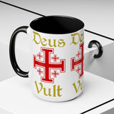 Deus Vult Accent Coffee Mug 11oz 15oz Red Cross Knight Crusader Ceramic Cup Bold Medieval Design Christian Symbol Faith Inspired Coffee Tea Gift Drinkware