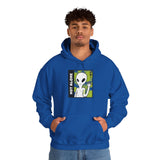 Not Alone Alien Unisex Hoodie UFO Graphic Pullover Sweatshirt Cartoon Extraterrestrial Sci Fi Space Themed Conspiracy Inspired Paranormal Streetwear