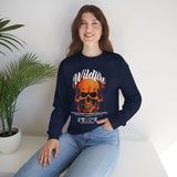 Wildfire Skull Flames Unisex Heavy Blend Crewneck Sweatshirt Gothic Inferno Graphic Bold Streetwear Motivational Statement Pullover