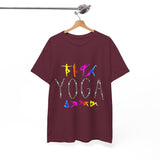 Unisex Yoga Graphic T Shirt Colorful Pose Typography Tee Spiritual Mindfulness Meditation Fitness Lifestyle Heavy Cotton Top for Men and Women