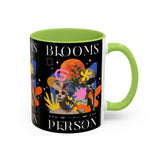 Blooms Person Accent Coffee Mug 11oz 15oz Abstract Floral Head Artistic Colorful Modern Creative Design Black White Ceramic Tea Cup Streetwear Inspired Artistic Fashion Drinkware