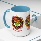 Kathakali Accent Coffee Mug 11oz 15oz Kerala India Classical Dance Art Face Ceramic Cup Cultural Heritage South Indian Folk Design Traditional Festival Gift