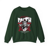 Faith Over Fear Jesus Crown Of Thorns Unisex Heavy Blend Crewneck Sweatshirt Christian Graphic Bold Religious Streetwear Motivational Bible Verse Pullover