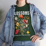 Blossoms Floral Graphic Unisex Heavy Cotton Tee Comfortable Streetwear Timeless Charm Motivational Nature Inspired T Shirt Perfect Gift for Garden Lovers Friends Birthdays Casual Everyday Wear