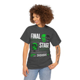 Final Stage Unisex Heavy Cotton Tee Graphic Black T Shirt Skull Neon Green Streetwear Futuristic Cyberpunk Bold Artistic Fashion Outfit