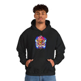 Flaming Pirate Skull Unisex Heavy Blend Hoodie Bold Nautical Gothic Streetwear Pullover Fiery Skull Design For Bikers Gamers Artists Metal Lovers And Adventurous Souls
