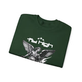 Fly High Angel Design Unisex Heavy Blend Crewneck Sweatshirt Guardian Spirit Angel Wings Spiritual Streetwear Pullover