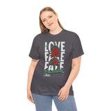 Love Fake Friendship Rose Graphic Unisex Heavy Cotton Tee Bold Statement Streetwear T Shirt Empowering Artistic Floral Design for Self Expression Perfect Gift for Friends Birthdays Parties Casual Wear