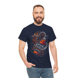 Inferno Spirit Fiery Dragon Whiskey Bottle Unisex Heavy Cotton Tee Bold Biker Streetwear Artistic Snake Flame Design Symbol of Power Energy and Rebellion Graphic Shirt