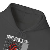 Heart Flower Graphic Hoodie Comfortable Unisex Heavy Blend Sweatshirt Bold Red and Black Floral Heart Design Streetwear Symbol of Love Strength and Vitality Perfect Gift for Friends Birthdays Cozy Days and Casual Wear