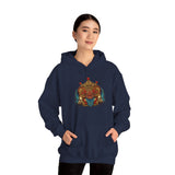 Balinese Barong Mask Unisex Hoodie Heavy Blend Pullover Sweatshirt Tribal Cultural Warrior Spirit Inspired Mythical Festival Graphic Streetwear