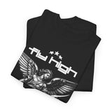 Fly High Angel Design Unisex Heavy Cotton Tee Streetwear Graphic T Shirt Spiritual Guardian Winged Warrior Style