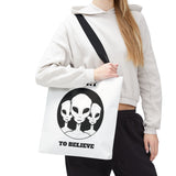 I Want To Believe Alien Tote Bag Sci Fi UFO Extraterrestrial Design Canvas Bag Space Mystery Reusable Eco Friendly Durable Shopping Travel Tote
