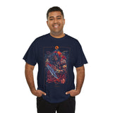 Guerrero Warrior Unisex Heavy Cotton Tee Tribal Strength Mythical Art Design Bold Red Battle Graphic Streetwear for Fighters, Heroes, and Cultural Legends