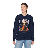 Fighter Resilience Victorious Flame Statue Graphic Unisex Heavy Blend Crewneck Sweatshirt Motivation Streetwear Pullover