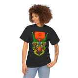 Cell Samurai Unisex Heavy Cotton Tee Vibrant Neon Japanese Warrior Art Streetwear T Shirt Futuristic Samurai Design Perfect For Anime Lovers Festivals Tattoo Artists And Modern Cultural Fashion Fans