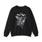 Fly High Angel Design Unisex Heavy Blend Crewneck Sweatshirt Guardian Spirit Angel Wings Spiritual Streetwear Pullover