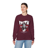 Faith Over Fear Jesus Crown Of Thorns Unisex Heavy Blend Crewneck Sweatshirt Christian Graphic Bold Religious Streetwear Motivational Bible Verse Pullover