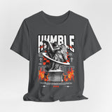 Unisex Jersey Short Sleeve Tee Humble Angel Statue Graphic Streetwear Fire Print T Shirt Bold Motivational Urban Fashion Outfit