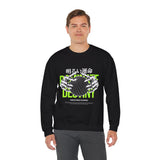 Destiny Fearless Pursuit of Happiness Unisex Heavy Blend Crewneck Sweatshirt Gothic Skeleton Hands Globe Graphic Streetwear Bold Motivational Pullover