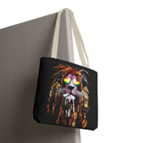 Rasta Lion Eco Tote Bag Vibrant Reggae Inspired Artistic Lion with Headphones Jamaican Island Style Bold Art Print Durable Cotton Canvas Bag for Music Lovers Travel or Daily Use by KLASSORO