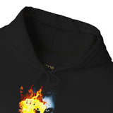 The Jocker Burning Aces Unisex Hoodie Fiery Gothic Streetwear Bold Dark Art Pullover for Risk Takers, Gamers, and Fearless Creative Souls