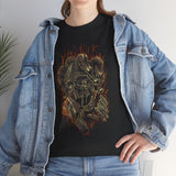 Burning Jester Skull Unisex Heavy Cotton Tee Gothic Flame Joker Skeleton Streetwear T Shirt Bold Dark Fantasy Design Perfect For Rebels Gamers Metal Lovers And Artists