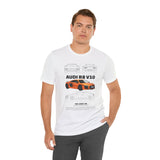 Orange Mid Engine Supercar Blueprint Artwork Unisex Heavy Cotton Tee High Performance Inspired Streetwear Graphic Shirt For Car Enthusiasts And Automotive Art Fans