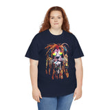 Rasta Lion Unisex Heavy Cotton Tee Bold Reggae Vibes Artistic Lion Headphones Design Cool Jamaican Streetwear Graphic TShirt Symbol of Strength Music and Freedom by KLASSORO