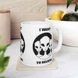Unisex I Want To Believe Alien Ceramic Coffee Mug UFO Graphic Cup Extraterrestrial Space Themed Sci Fi Conspiracy Inspired Paranormal Gift Drinkware