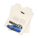 Blue Rally Inspired Performance Sedan Artwork Unisex Heavy Cotton Tee High Speed Streetwear Graphic Shirt For Car Enthusiasts And Automotive Art Lovers