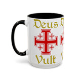 Deus Vult Accent Coffee Mug 11oz 15oz Red Cross Knight Crusader Ceramic Cup Bold Medieval Design Christian Symbol Faith Inspired Coffee Tea Gift Drinkware