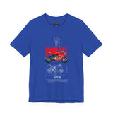 Italian Superbike 1199 Inspired Racing Motorcycle Blueprint Graphic Unisex Heavy Cotton Tee Premium Streetwear T Shirt for Riders Bikers Enthusiasts and Everyday Wear