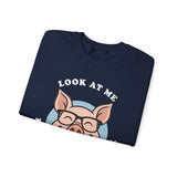 Look At Me I Wish You Good Luck Funny Pig Unisex Sweatshirt Hilarious Cartoon Graphic Pullover Positive Vibes Humor Design Cozy Casual Wear Gift Idea