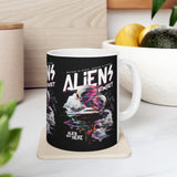 Aliens Exist UFO Ceramic Coffee Mug Sci Fi Extraterrestrial Alien Glitch Graphic Cup