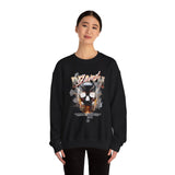 Death Silence Skull Fire Graphic Unisex Heavy Blend Crewneck Sweatshirt Gothic Horror Streetwear Bold Vintage Dark Flame Skull Pullover