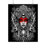 Mystic Warrior Goddess Poster Museum-Quality Wall Art Print Sacred Feminine Energy Gothic Tribal Line Design Perfect for Home Decor Studios Meditation Corners and Art Lovers