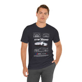 White Track Racing Blueprint Artwork Unisex Heavy Cotton Tee High Performance Inspired Streetwear Graphic Shirt For Car Lovers And Speed Enthusiasts