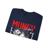 Money Motivation Hustler Mindset Graphic Print Unisex Heavy Blend Crewneck Sweatshirt Streetwear Ambition Pullover