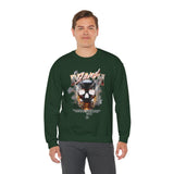 Death Silence Skull Fire Graphic Unisex Heavy Blend Crewneck Sweatshirt Gothic Horror Streetwear Bold Vintage Dark Flame Skull Pullover